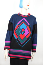 Lade das Bild in den Galerie-Viewer, LABYRINTH DIAMOND Long Pullover - navy/bunt