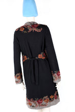 Lade das Bild in den Galerie-Viewer, ROSETO-Mantel - schwarz/grau - mit Rücken-Bindegürtel