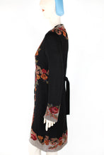 Lade das Bild in den Galerie-Viewer, ROSETO-Mantel - schwarz/grau - mit Rücken-Bindegürtel