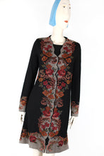 Lade das Bild in den Galerie-Viewer, ROSETO-Mantel - schwarz/grau - mit Rücken-Bindegürtel