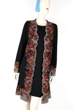 Lade das Bild in den Galerie-Viewer, ROSETO-Mantel - schwarz/grau - mit Rücken-Bindegürtel