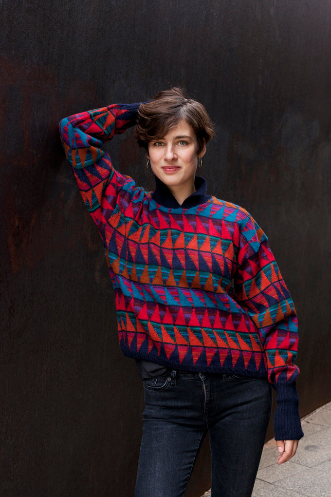 DELTA  CROP - Short Pullover - navy/rot